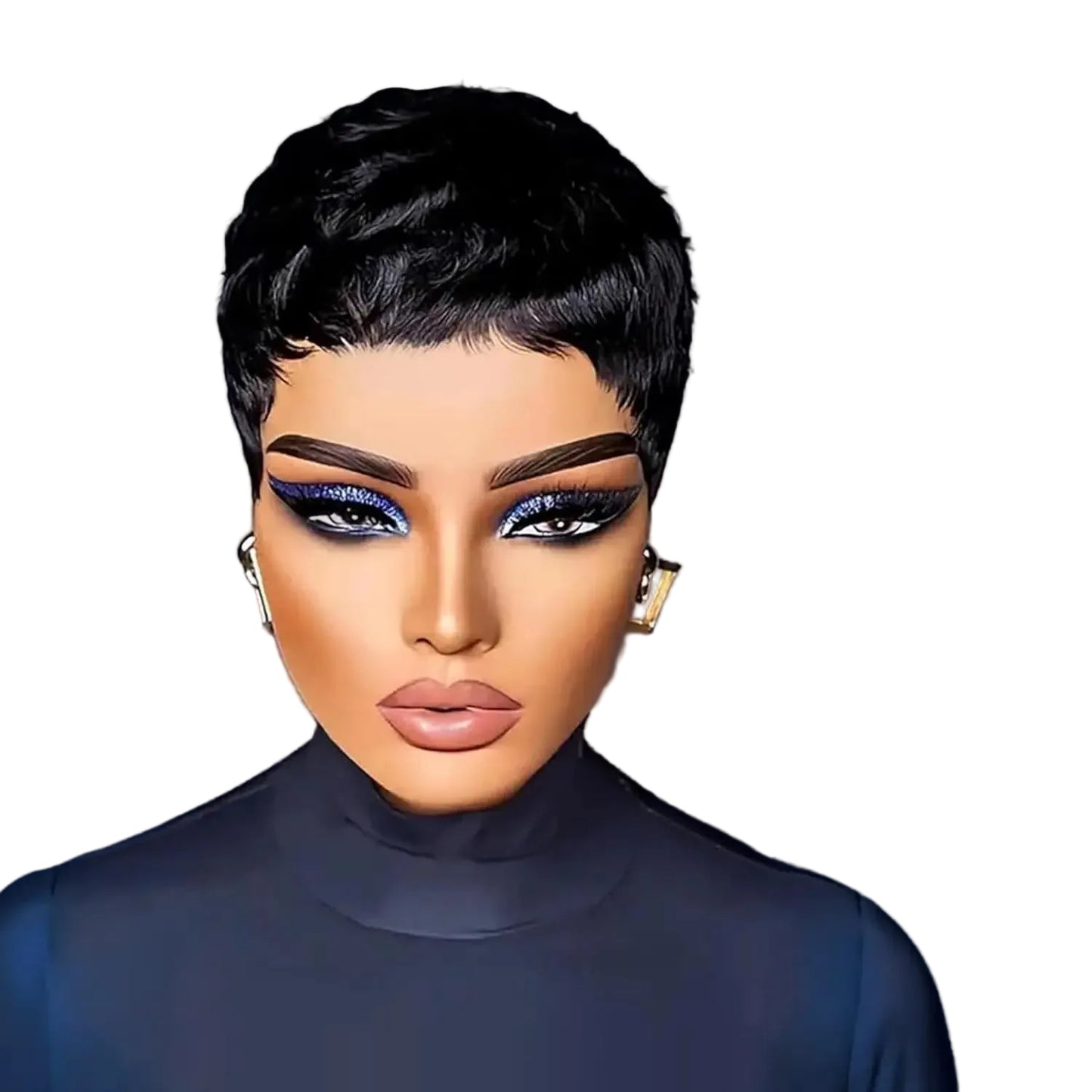 Kort Pittig Zwart Pruik