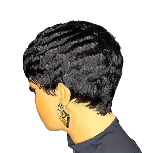 Kort Pittig Zwart Pruik