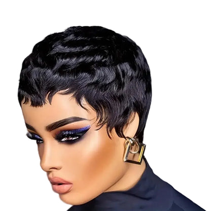 Kort Pittig Zwart Pruik